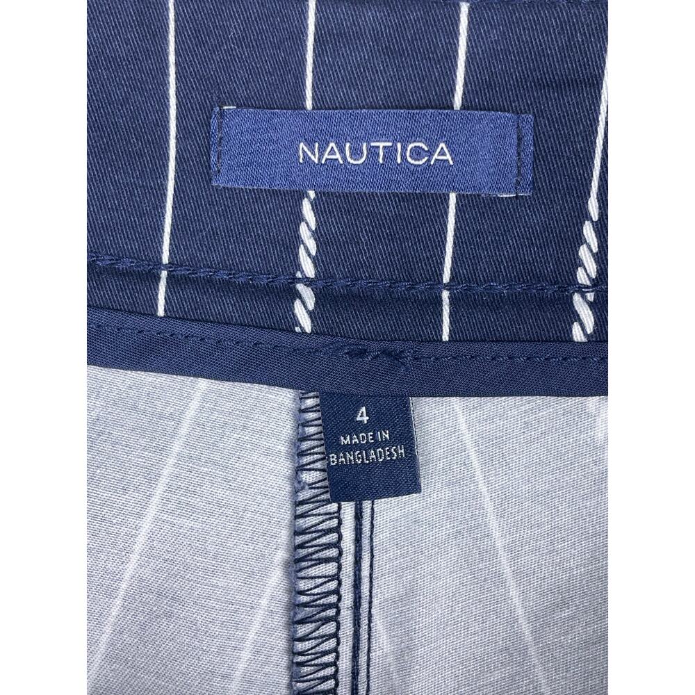 NWT Nautica Navy Seas Striped Mid Rise Twill Shorts  Coastal Cotton Size 4 Med - Picture 7 of 10